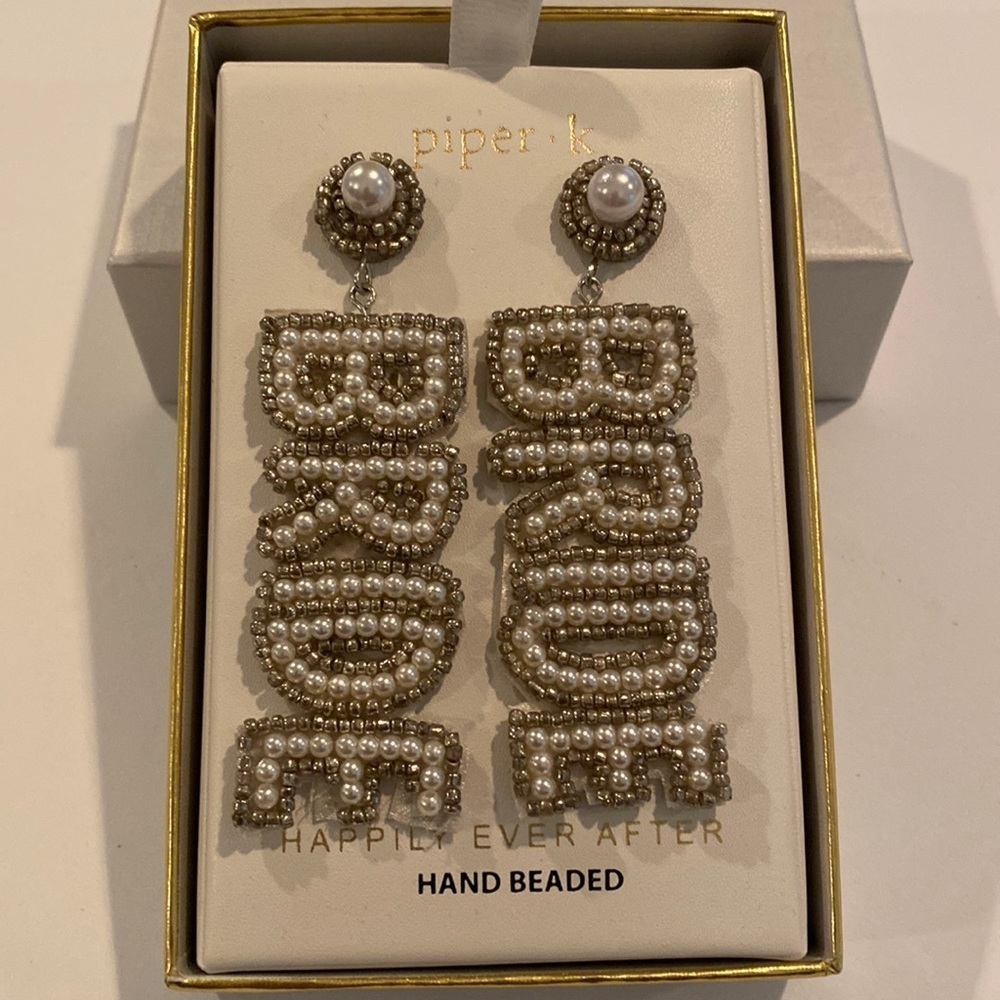 Hand Beaded Bride Earings